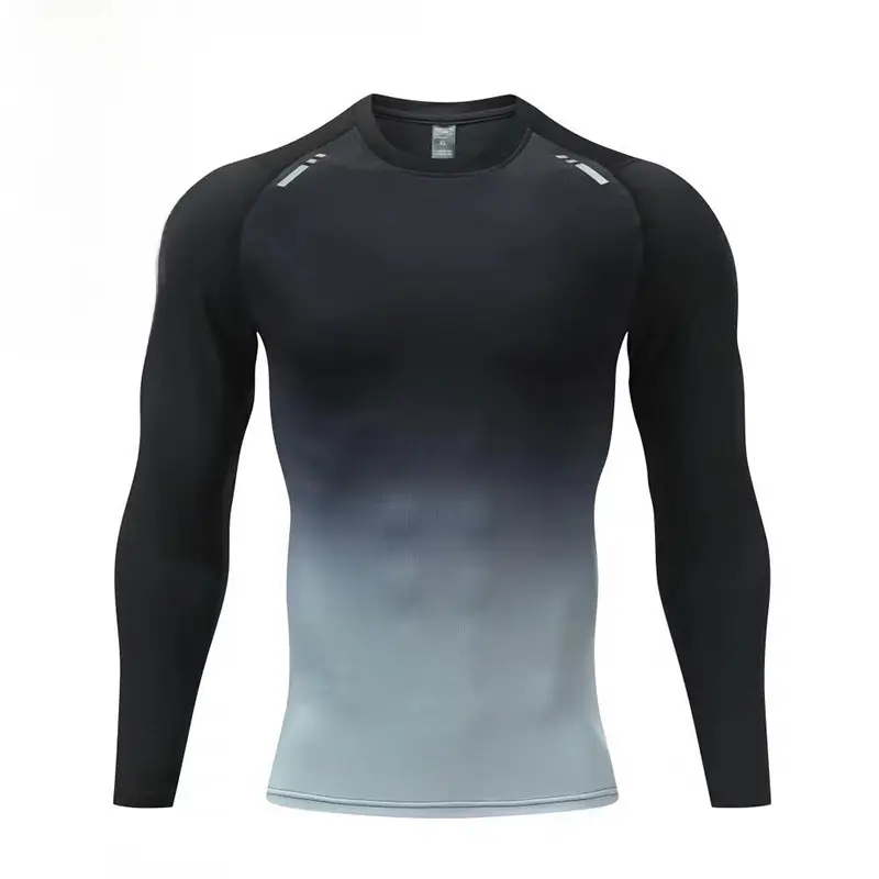 Men's Plus Size Autumn-Winter Fleece-Lined Tight-Fitting Long-Sleeve Quick-Dry Compression Fitness Shirt, Sports Thermal Base Layer, Running Training Top, Compression Shirts