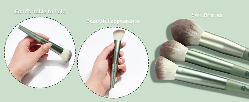 11Pcs Green Makeup Brush Set  Fluffy SOFT Bristles (No Itchy!)    Ultra Soft Fluffy Bristles + Storage Case Multi-Function Brushes kylie  brush  set