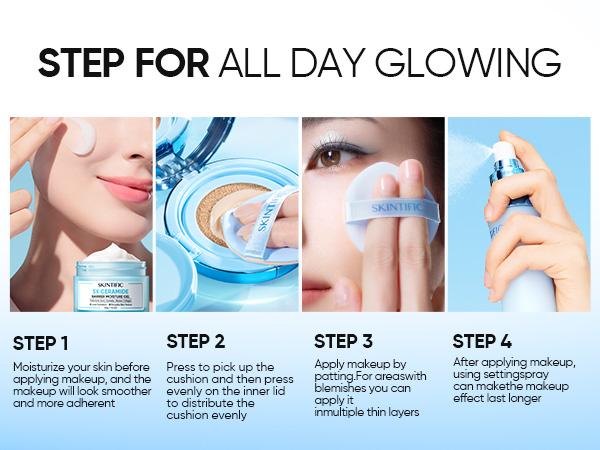 [New Shade Launch] SKINTIFIC Velvet Matte Cushion Foundation Blue Ultra Cover Powder Foundation, 12h Oil-Control, Lightweight, Long-Lasting, Waterproof Korean Cushion Makeup