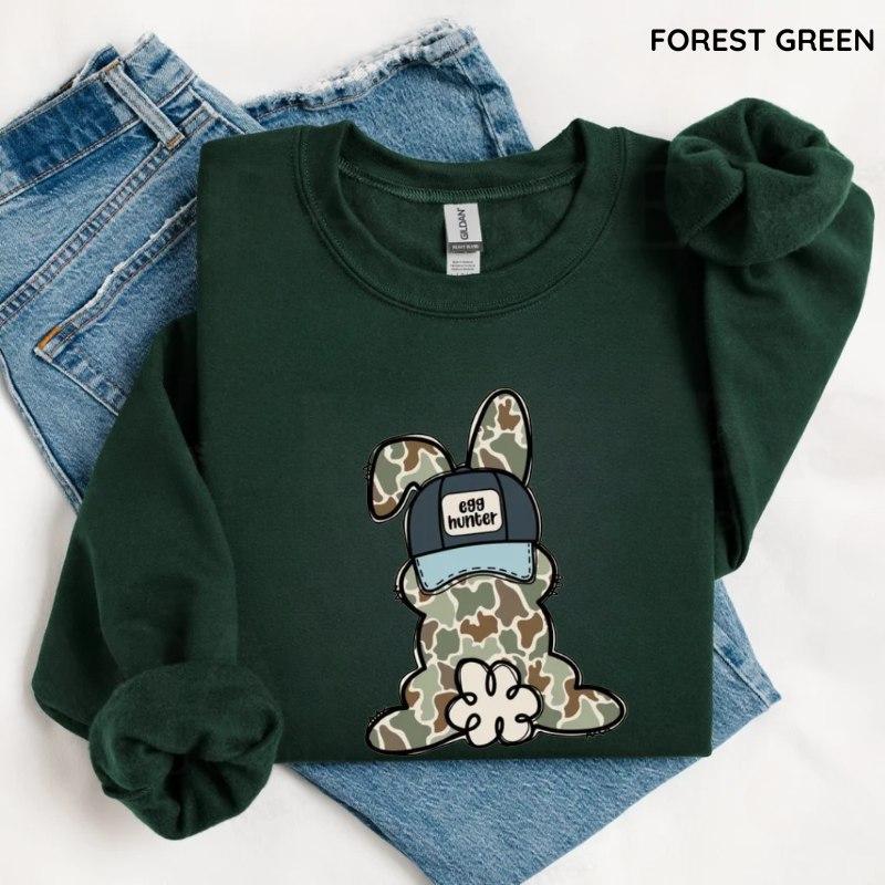 Egg Hunter Camo Easter Sweatshirt, Toddler Crewneck, Easter Day Shirt, Camo Easter Bunny Shirt, easter toddler shirt, Trendy shirt