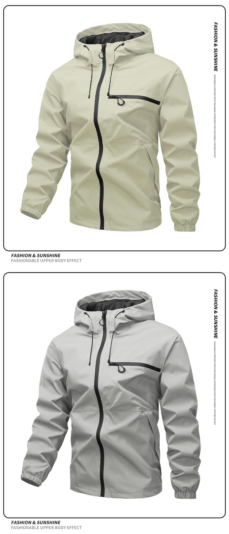 Men's casual hooded jacket with multiple pockets, tactical waterproof, windproof, and abrasion-resistant surface design, suitable for outdoor exploration, mountain climbing, and everyday casual wear, suitable for wearing throughout all four seasons Coats