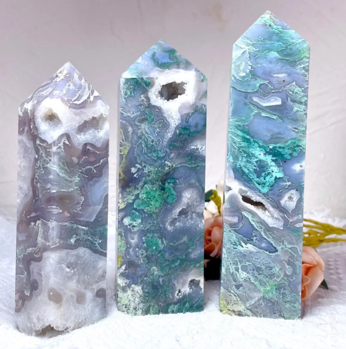 Moss Agate Tower 1kg