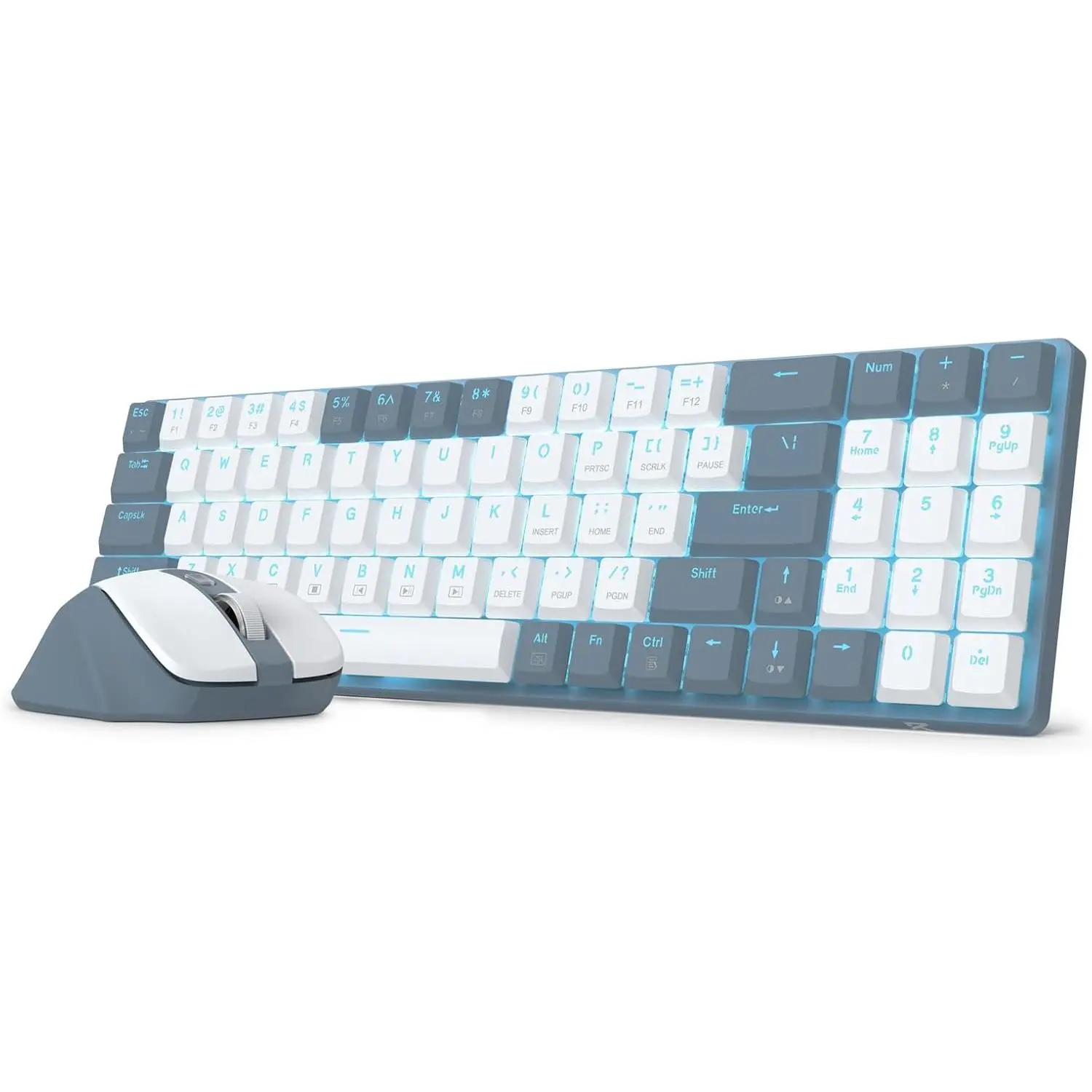 Redragon BS8773 Gaming Wireless Keyboard and Mouse Combo - 78-Key 2.4Ghz Low-Profile Mechanical Red Switch Slim Compact Keyboard with Single Blue Backlit, Comfort Grip Mouse with 2400 Max DPI for TikTok Shop Back to School,back to school haul