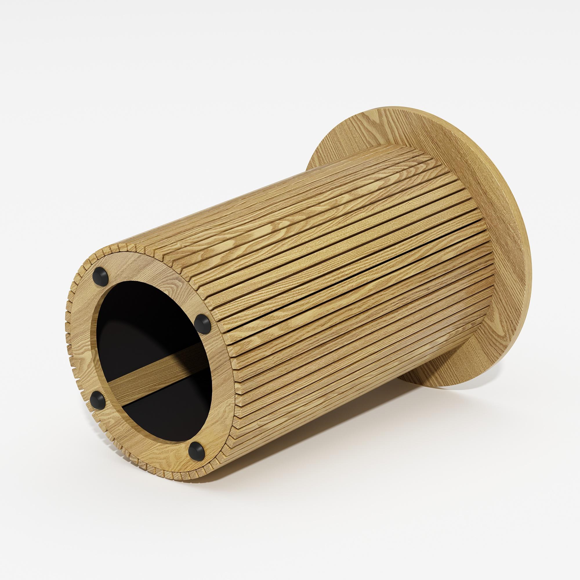 PieDle Round Fluted End Table,Small Accent Pedestal Side Table, Wood Fluted Nightstand Bedside Table for Living Room, Bedroom, Handcrafted Finish, Natural