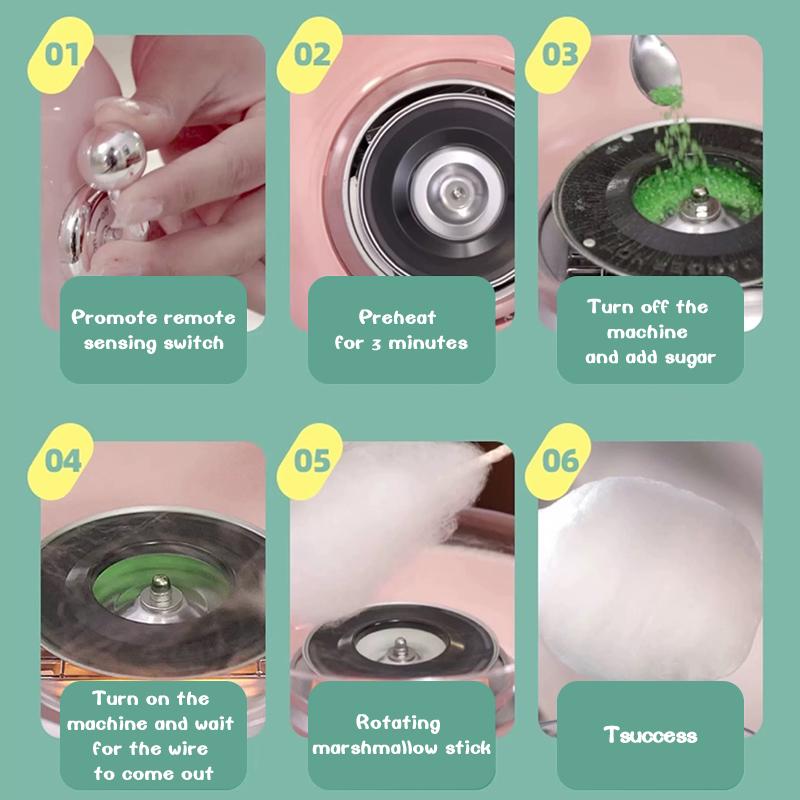 LIVEFULL Cotton Candy Machine for Home – Includes 6 Flavors & 6 Sticks, Easy to Use, Fun for Kids & Family Parties, US Plug