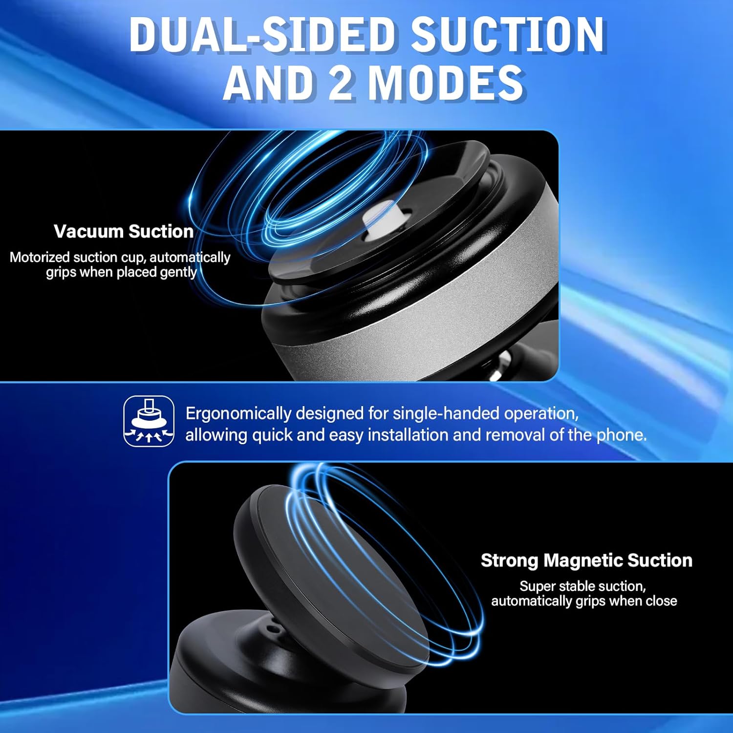 Black Magnetic Phone Holder with Suction Cup, 360° Rotatable Design, Stable & Strong Adsorption, Compatible with 4-7 Inch Smartphones, Ideal for Car & Home Use Black Magnetic Phone Holder with Suction Cup, 360° Rotatable Design, Stable & Strong Adsorption, Compatible with 4-7 Inch Smartphones, Ideal for Car & Home Use