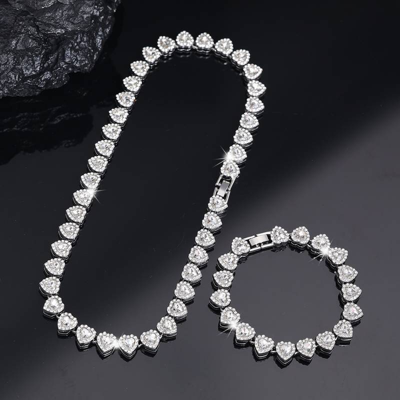 2pcs Set Heart Shaped Cuban Chain Necklace Set for &,Hip Hop Style Choker Set,Luxurious Jewelry Set for Valentine's Day Gifts, Birthday,Everyday & Party Wear, for Teenager 2pcs Set Heart Shaped Cuban Chain Necklace Set for &,Hip Hop Style Choker Set,Luxurious Jewelry Set for Valentine's Day Gifts, Birthday,Everyday & Party Wear, for Teenager
