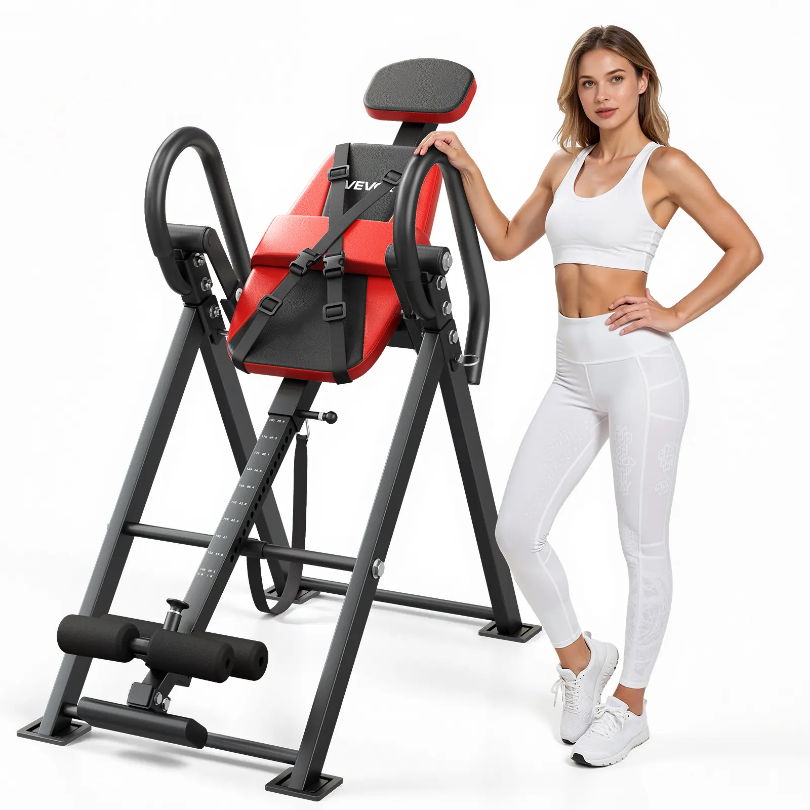 【SummerFinds】VEVOR Inversion Table, 300 lbs Capacity Heavy Duty Inverted Table, Back Inverter Stretcher with Dual-Roller Locking, Decompression Tables for Shoulders, Neck, Back, Multi-Angle Adjustable Tether Strap