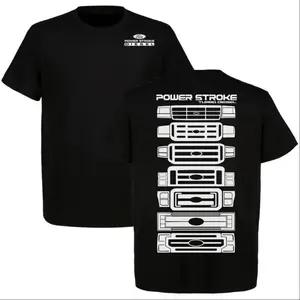 Power Stroke Truck T-Shirt, Ford Diesel Engine Front Grille Graphic Tee for Truck Enthusiasts & Mechanics, Diesel Performance Lover Gift