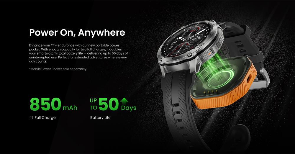 KOSPET TANK T4 Smartwatch with 14-Day Battery Life 1.43AMOLED Display 50M Waterproof Full-Metal Body AI Assistant for Android iOS Fitness Tracker Running Watch GPS Waterproof Smartwatch Wearable Monitor Auto, Durable Stainless Steel, New Year Pick