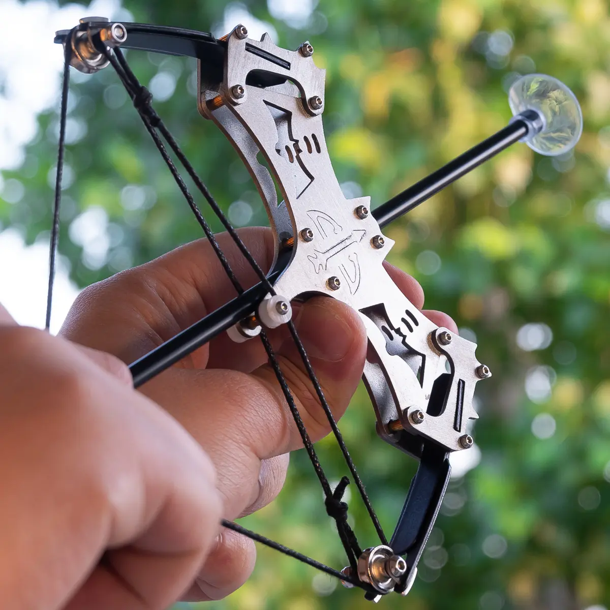 Unisex Compact Mini Compound Bow & Arrow Set - Pulley System Practice Tool, 1 Stainless Steel Target, Archery Leisure Kit, Indoor Recreation Supplies, Compound Bow Sets