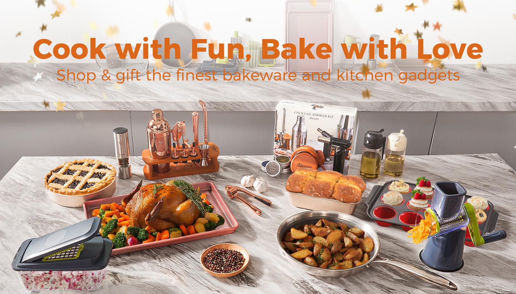 [BF&CM]HONGBAKE 10pc Bakeware Sets, Teflon-free Cookware Set, Non-Stick, Baking Pan Set, Cookie Sheets, Girly Kitchenware,Baker, Pink Kitchen Stuff Modern Cake