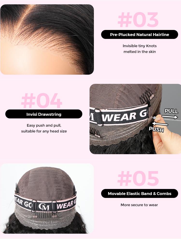 CurlyMe 360 Fit Wig Pre Bleached Wear Go Water Wave / Kinky Straight Human Hair Glueless Wig Pre-Plucked - Natural Black #TikTokShopHolidayHaul