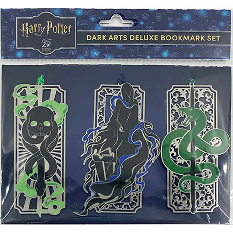 Harry Potter Dark Arts Deluxe 3-Piece Bookmark Set, Dementor & Dark Mark Full-Color Designs, Silk Tassels, for Marking Pages, Excellent Gift (Office Stationery)