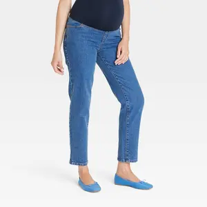 Over Belly High-Rise 90's Straight Maternity Pants - Isabel Maternity by Ingrid & Isabel Dark Wash 2