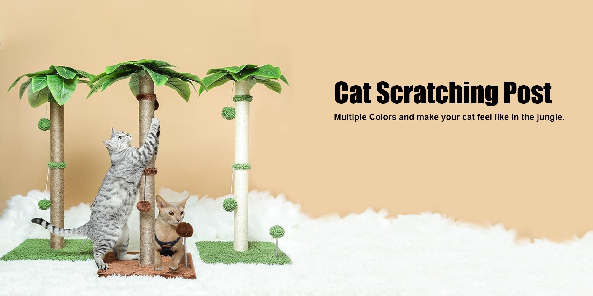 POMESEA Cat Scratching Post, 34'' Tall Scratchers Post for Indoor Cats, Cute Cat Tree Climbing Post for Large Cats and Kittens, Palm Tree