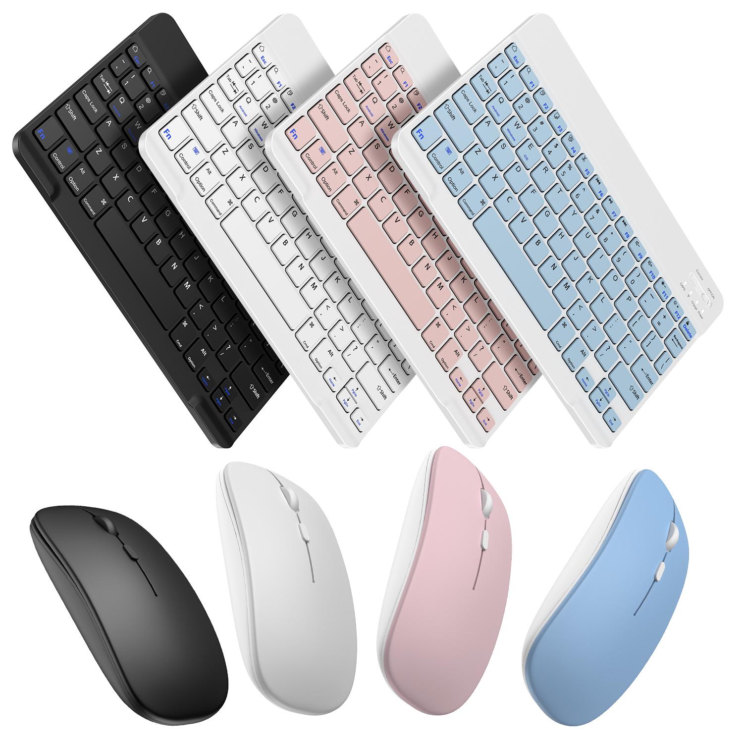 Quiet Wireless Bluetooth Keyboard & Mouse Combo, Rechargeable Slim Silent Keyboard, Single Mode Bluetooth Mouse, Compatible with iOS Android Windows Laptops Tablets Computers, Ideal for Home Office & Back-to-School Gift for Men Women