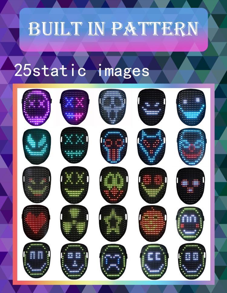 LED Face Mask Gesture Sensing 50 Patterns, Rechargeable LED Glow Mask Changing for Christmas 2025 New Year Rave Party, Light Up Face Mask Scary Cool Masks for Adults Unisex Cosplay Festival Gifts
