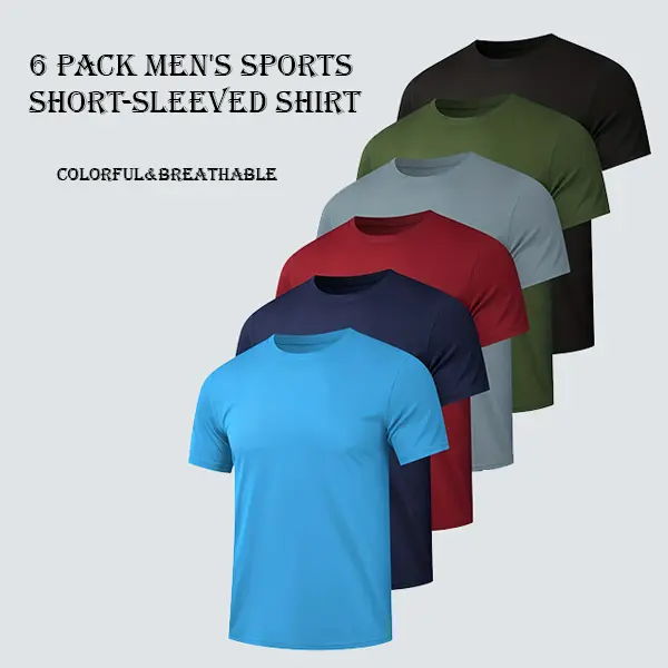 Veldtholos Men's 6pcs Breathable Athletic Short Sleeve T-Shirts Quick-Dry Moisture-Wicking Workout Tops for Intense Training,