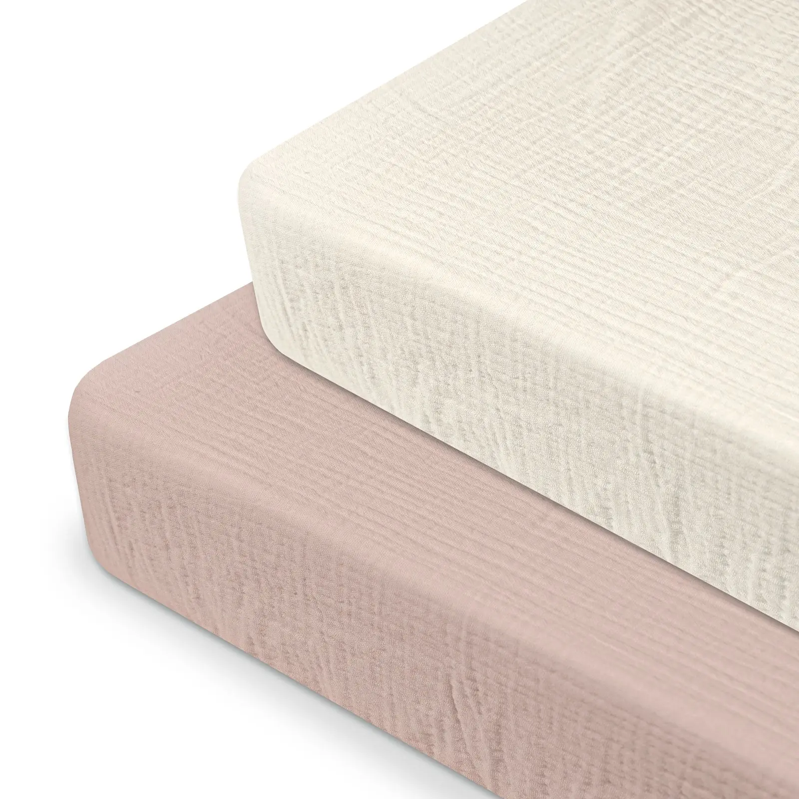 Muslin Mini Crib Sheets, Bassinet Sheets, 2 Pack for Baby Boy and Girl, Soft Breathable Stretchy Baby Pack N Play Mattress, Universal Fitted Portable/Mini Crib Mattresses, Elastic Crib Sheets, Bedding Supplies