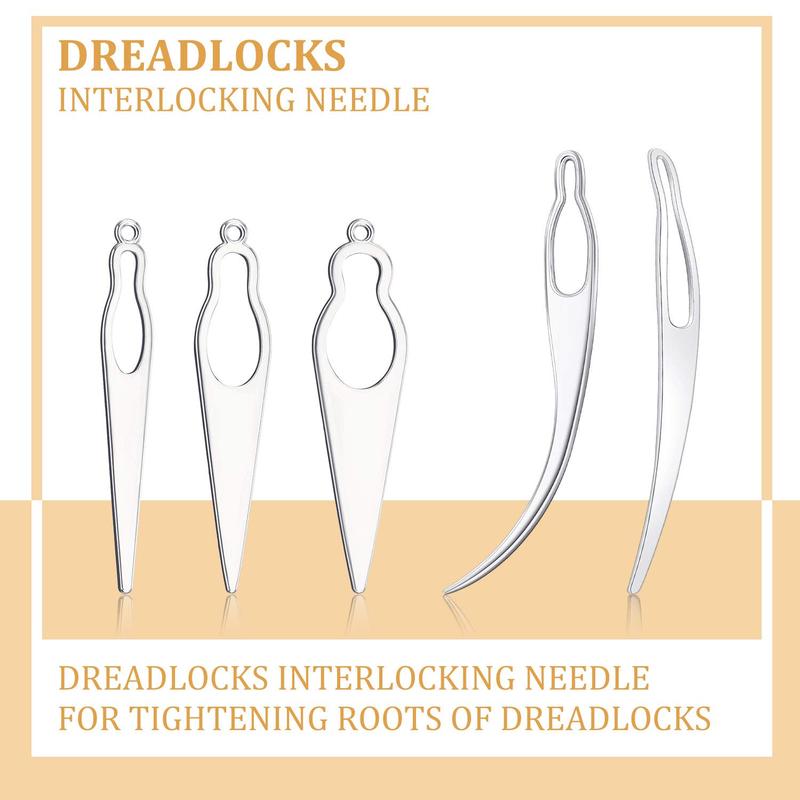 5 Pcs Dreadlock Interlocking Tool for Locs with Metal Box Sisterlock Retighten Tool for Dreadlocks Interlocks Crochet Braiding Hair Tightening Maintaining Extensions AccessorySilver