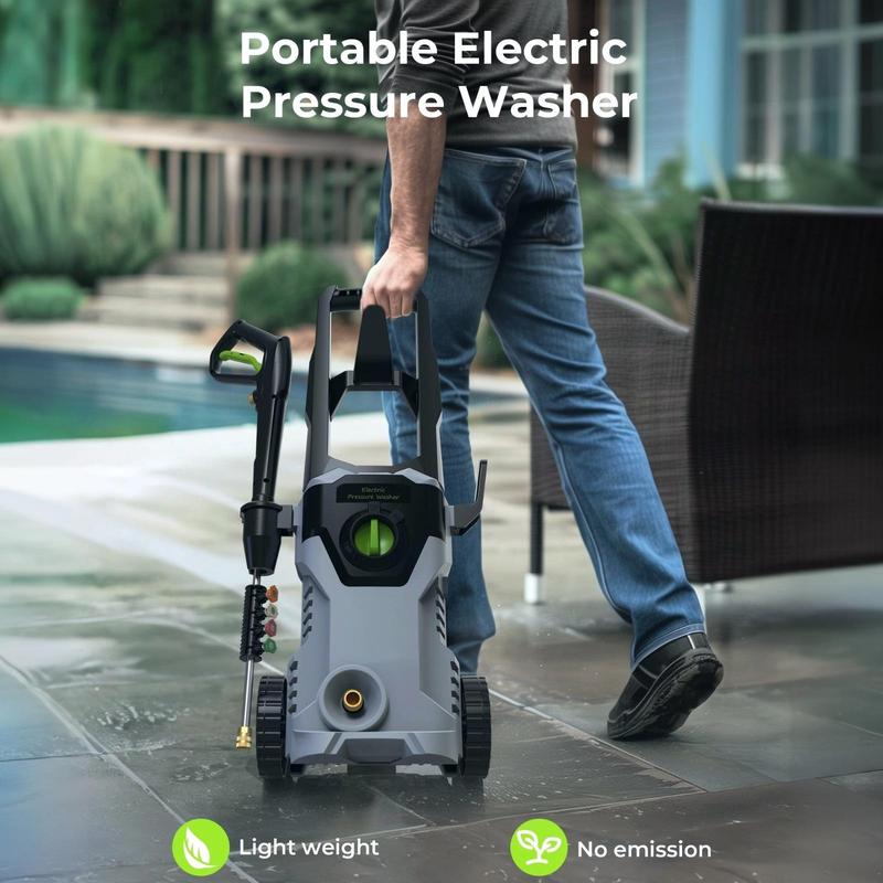 【Jumpstart Sale】Pressure Washer, Portable Power Washer, 4 Quick Connect Nozzles, High Pressure Cleaning Machine for Car Fence Driveway Patio Washing and More