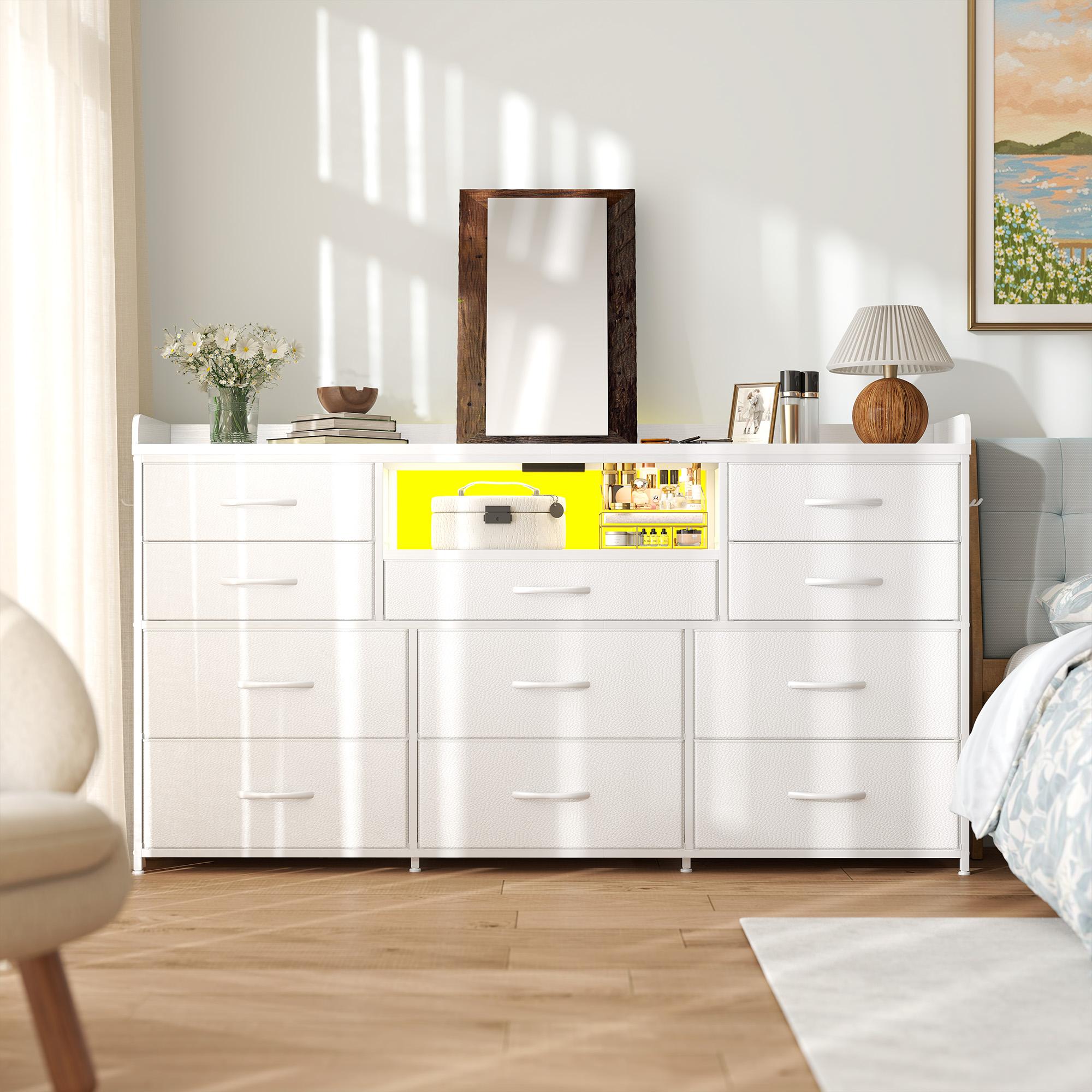 【LaborDaySale】Raybee 11 Drawers Dresser for Bedroom 31'' Height,Sturdy TV Stand with LED & power outlets & 4 hooks Drawerorganizer,Chest of Drawers,Storage Bin Cabinet Furniture 【LaborDaySale】Raybee 11 Drawers Dresser for Bedroom 31'' Height,Sturdy TV Stand with LED & power outlets & 4 hooks Drawerorganizer,Chest of Drawers,Storage Bin Cabinet Furniture