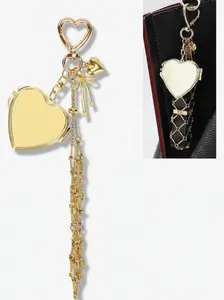 Fashion Accessory Keychain - Metal Coating Holder for Mirror Lip Gloss, Lipstick, Heart Star Bag Charm