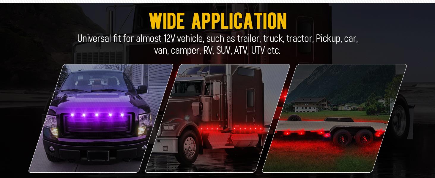 Partsam 3/4" Round LED Marker Light Red to Purple Auxiliary Light Side Marker Lights For Car Trucks