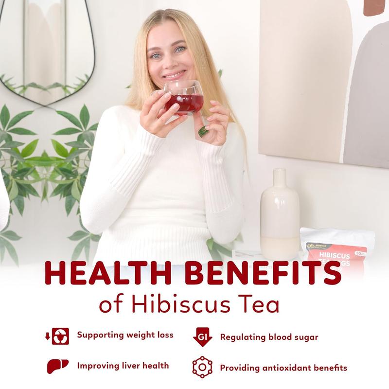 120 Hibiscus Tea Bags | 100% Pure Hibiscus Flower | Sugar-Free, Caffeine-Free Herbal Tea | Double Chamber, Individually Wrapped Bags| Rich in Natural Goodness and Flavor