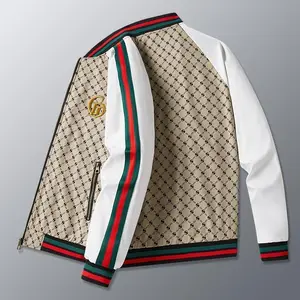 2025 New Spring and Autumn Men's Jacket Trendy Fashion Printed Jacket Casual Baseball Suit Menswear Coats Men's Stand Collar Zip-Up Jacket Tops Long SleeveGift