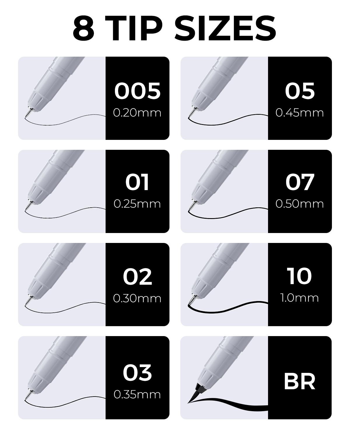 [JusArt] Fineliner Pens, 12/8/6 Pcs, 0.25mm Ultra Fine Point Pens, No Bleed, Waterproof Black Pigment Ink Pens for Artists Beginners, Illustration, Writing, Journaling, Crafters, Technical Drawing pens