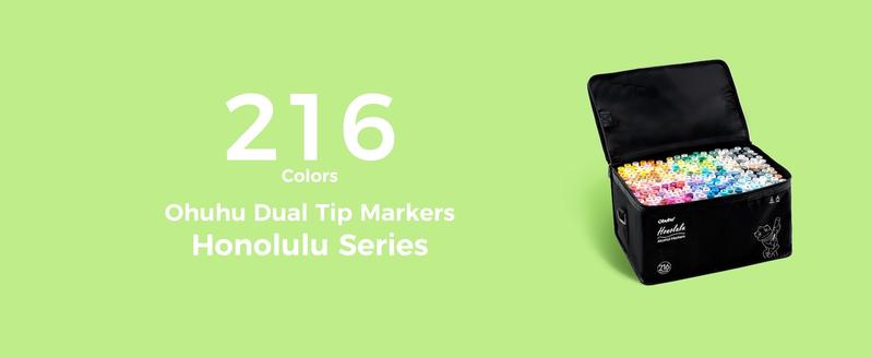 Ohuhu Alcohol Markers: Brush & Chisel Dual Tips - From 24 Colors to 320 Colors - Honolulu Series Full Color Range - Double Tipped Art Sketch Marker Set - Refillable Ink - Honolulu Series of Ohuhuart