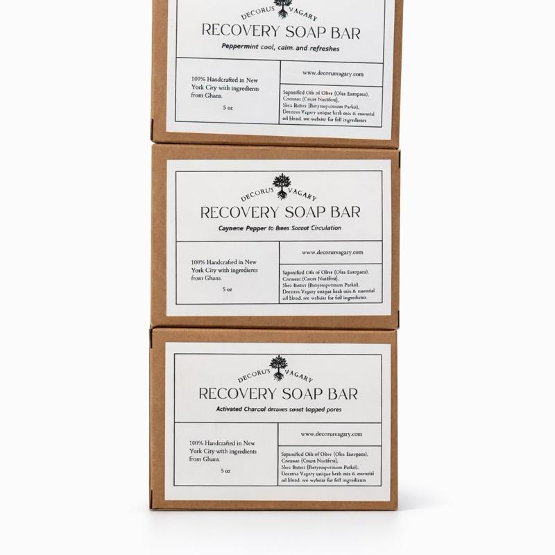 Decorus Vagary Recovery Soap Bars - 3 Pack - Peppermint Cool Calm Refreshes, Cayenne Pepper for warming sensation and & Activated Charcoal detox