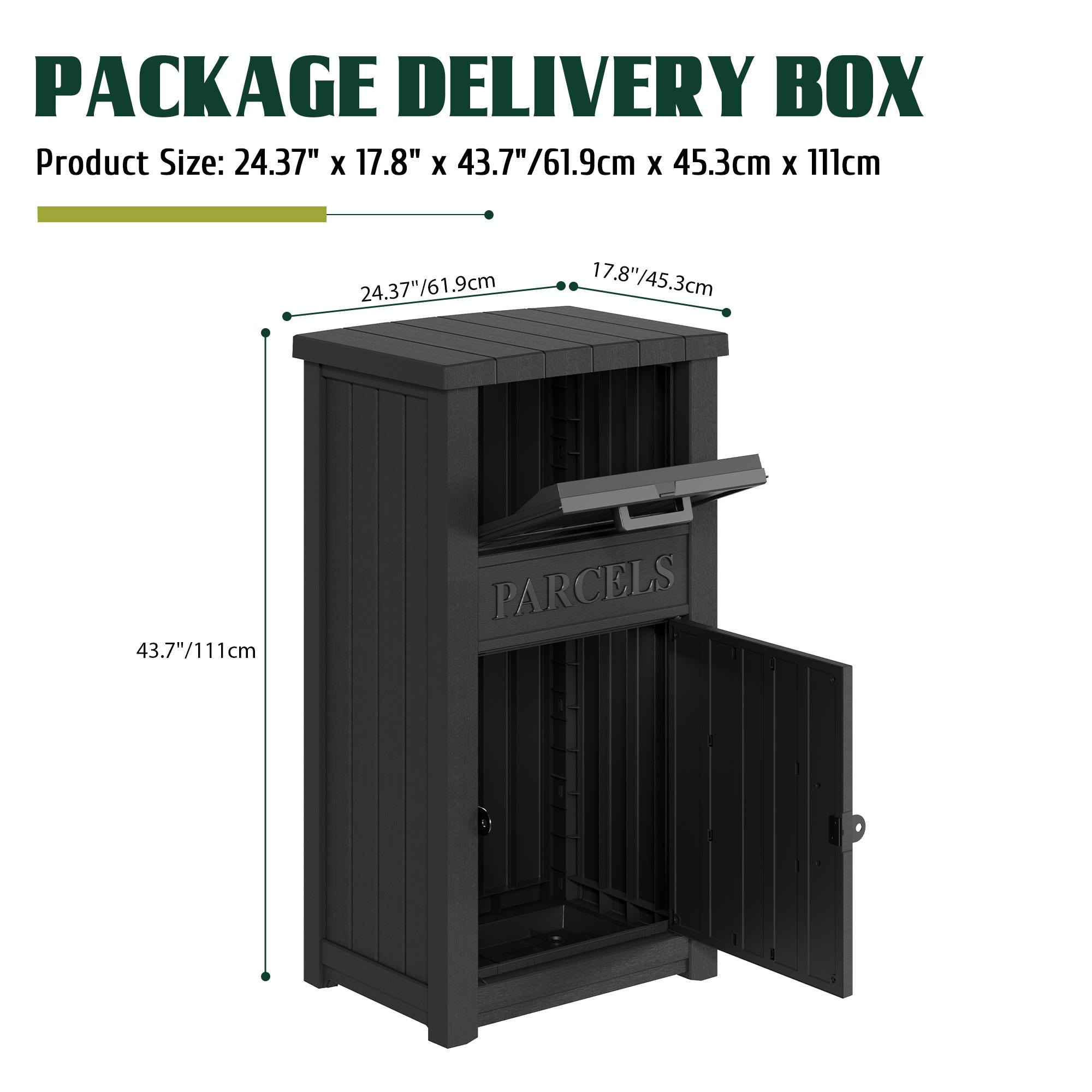 LHBCRAFT 48 Gallon Package Delivery Box, Snow protection Ventilate Rainproof Long Service Storage Box( Lock not Include）Christmas gift
