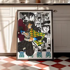 Demon Slayer Giyu Digital Print, Kimetsu no Yaiba Manga Panel Print, Anime Room Decor, Manga Wall Art( Unframed - Print Only )