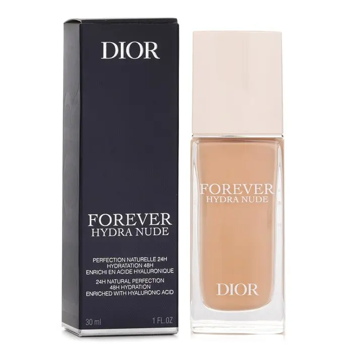Christian Dior Forever Hydra Nude Moisturizing Hyaluronic Acid Cosmetic Foundation Fluid - #2.5N, Flower-Infused for Radiant Finish, Radiance