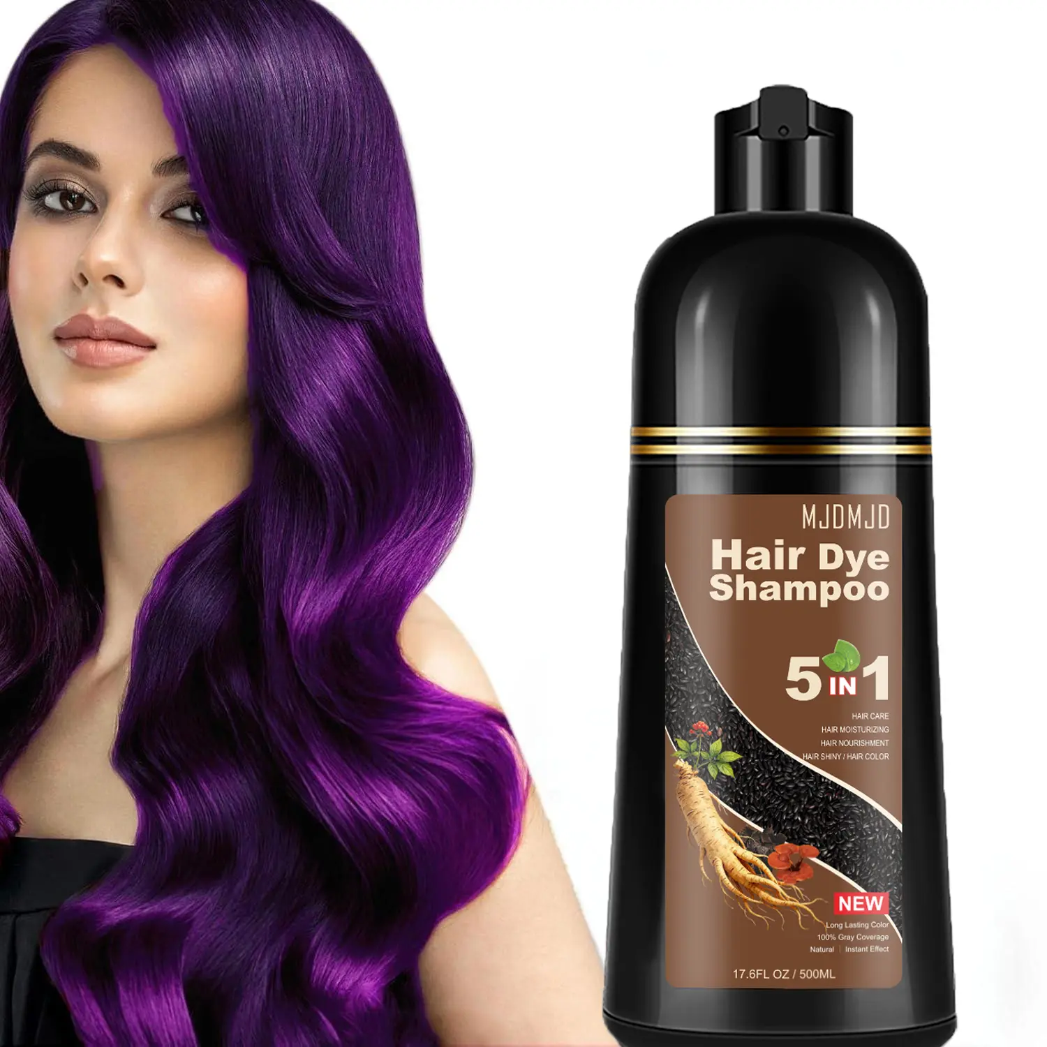 Hair Dye Shampoo,Hair Care, Natural Hair Color Shampoo for Gray and White Coverage, Suitable for Women & Men 500ml (Purple) Darkening Haircare