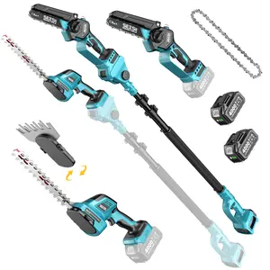 Seesii 6-in-1 Cordless Pole Saw and Pole Hedge Trimmer Grass Shears Combo Kit, Electric Mini Chainsaw with 2*4.0 Ah Batteries, Extension Tree Prunner, Bush Trimmer Limb Branch Cutter, 16ft Long Reach CP610 #TikTokShopBlackFriday