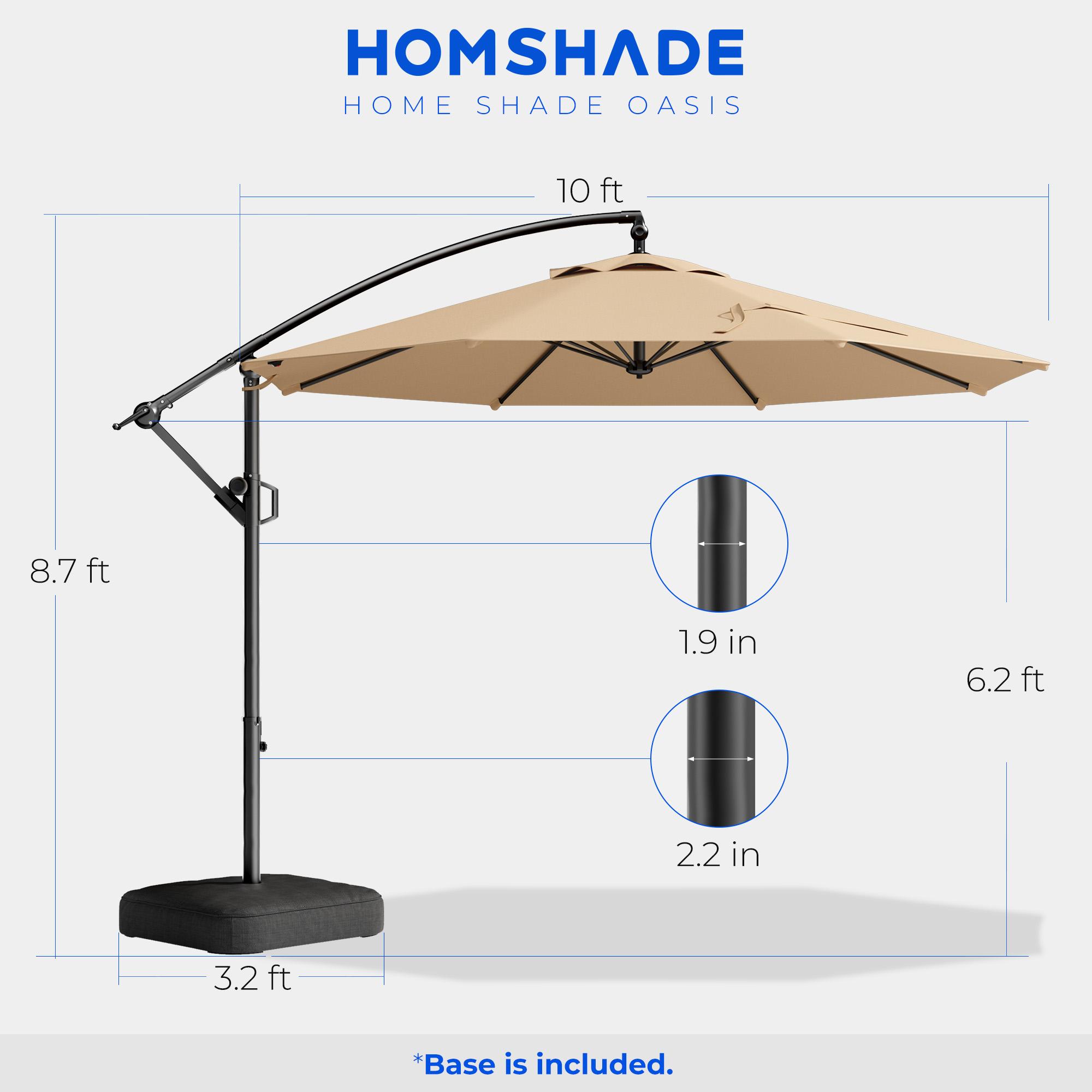 【Spring Sale】10ft Solar Outdoor Patio Umbrella, UPF50+ UVOutdoor Table Umbrella, Yard Umbrella, Market Umbrella with 8 Sturdy Ribs, Push Button Tilt and Crank- with Base