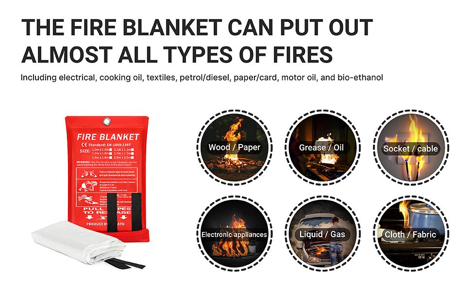 Emergency Fire Blanket - 4 Pack - Fiberglass Fire Suppression Blanket for Kitchen, 40" x 40" Fire Blanket for Home