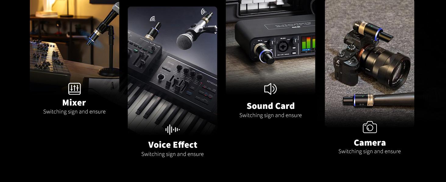 LEKATO MW-1 5.8Ghz PRO Wireless Microphone Transmitter Receiver Set,Plug-on XLR Microphone Wireless System Kit for Dynamic Mic,Audio Mixer,DSLR Camera,PA System,Music Player Guitar Bass Drum Singer Song Maker Voice Video Record Valentine's Day Gift