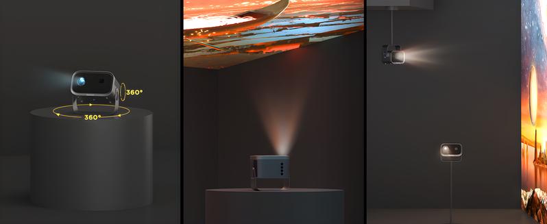 K6 Mini Portable Projector 4K Decoding Keystone Correction Voice Control Up to 116 Inch Large Screen for Office Use with Audio Features - Digital Watch Deep Space Color astronaut projector