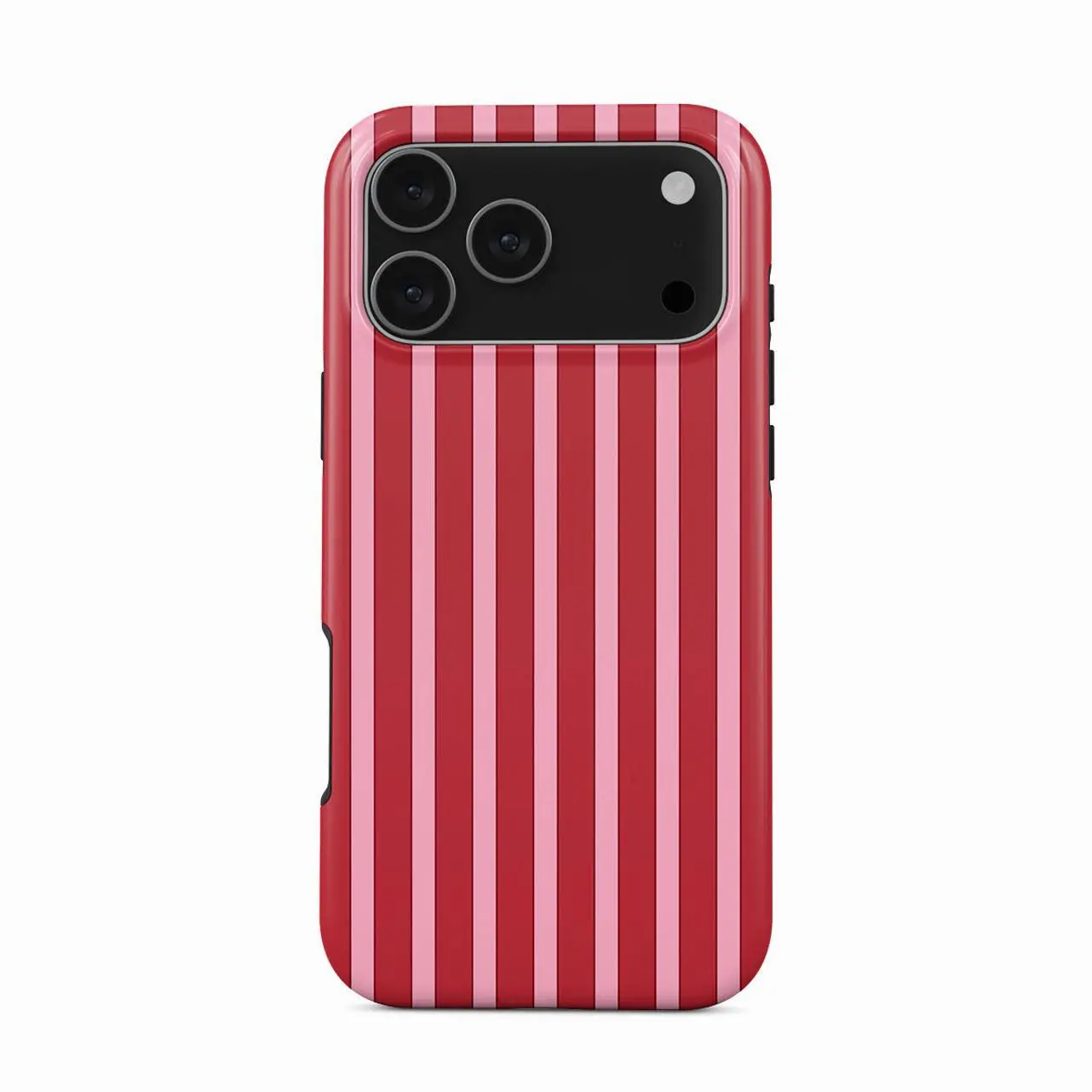 Strawberry Jam Aesthetic Phone Case,  Pink & Red Striped Phone Case with Glossy Finish