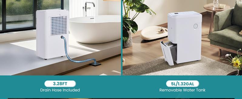 Intelligent Dehumidifier With Pump,Energy Star Dehumidifier for Home and Basements,Removes 34 Pints ​​Per Day & Auto Humidity Control – Quiet Basement And Home Moisture Absorber With Drain Hose