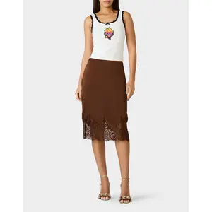 Betsey Johnson LACE SLIP SKIRT BROWN
