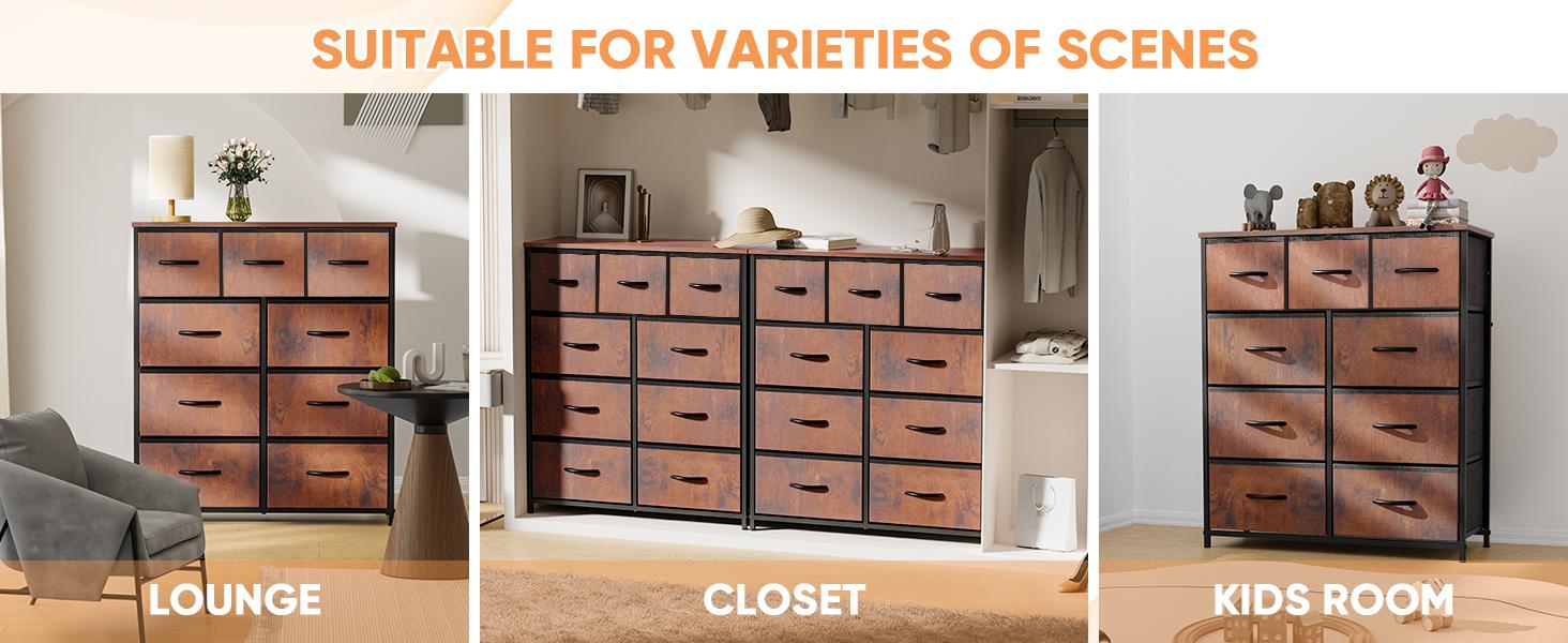 【New Color】Cupboards Cabinets Dresser - with 9 Drawers, Bedroom  Organizer, Steel Frame and Wood Top for Bedroom, Closet, Entryway