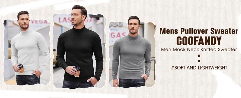 COOFANDY Men's Slim Fit Mock Turtleneck Pullover Sweater Casual Basic Knitted Thermal Sweaters Fashion Long Sleeve