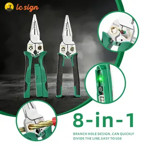 LC SIGN 8-in-1 Wire Crimper Stripper with Voltage Detector & Dual Alarms - Heavy Duty 12-250V AC/DC Tester for Hot/Neutral Wires - Electrician, HVAC, Car Repair Tool