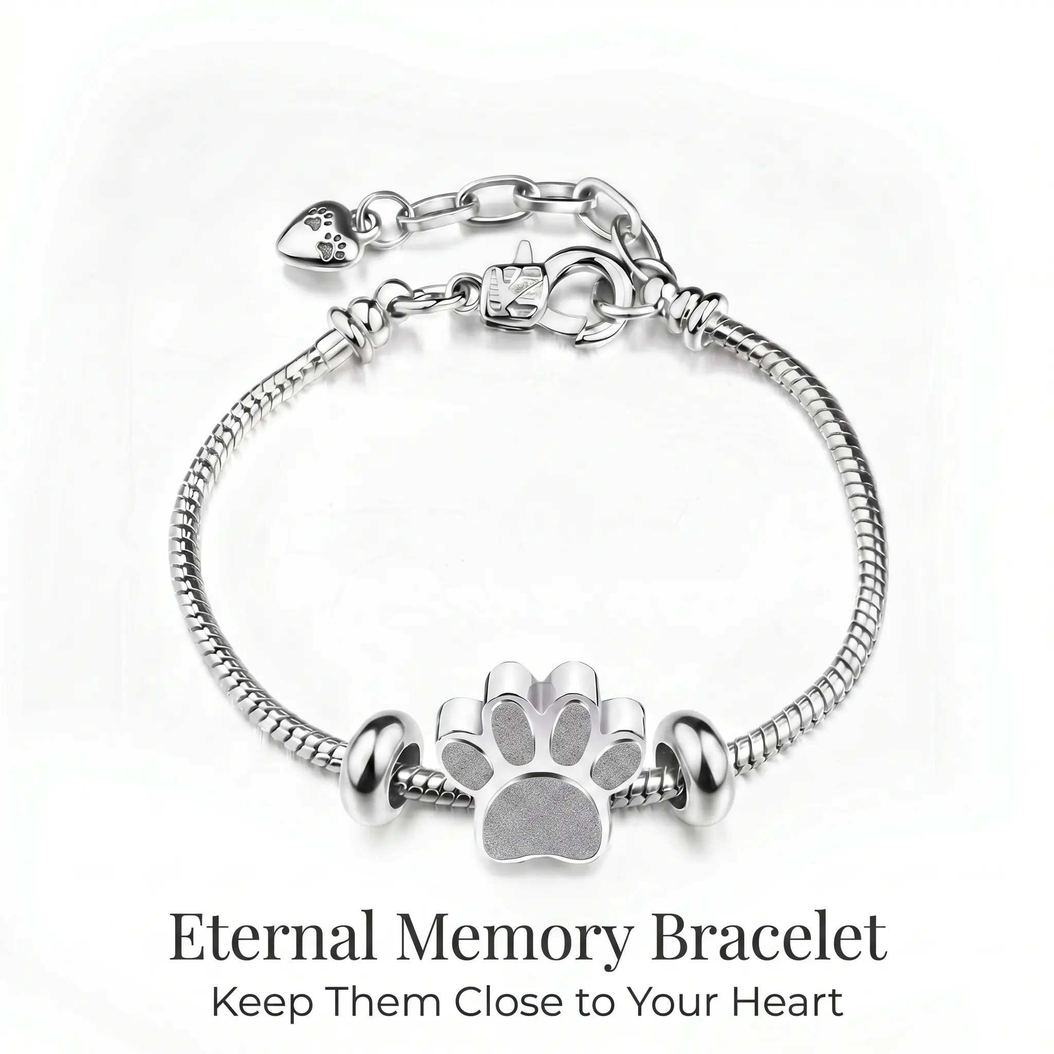 Unisex Metal Paw Print Charm Fashion Bracelet - Memorial Ashes Urn Keepsake Jewelry, Screwdriver Clasp, Animal Paw Motif, Ash Storage, Gift for Loved Ones, Everyday Wear Bangle